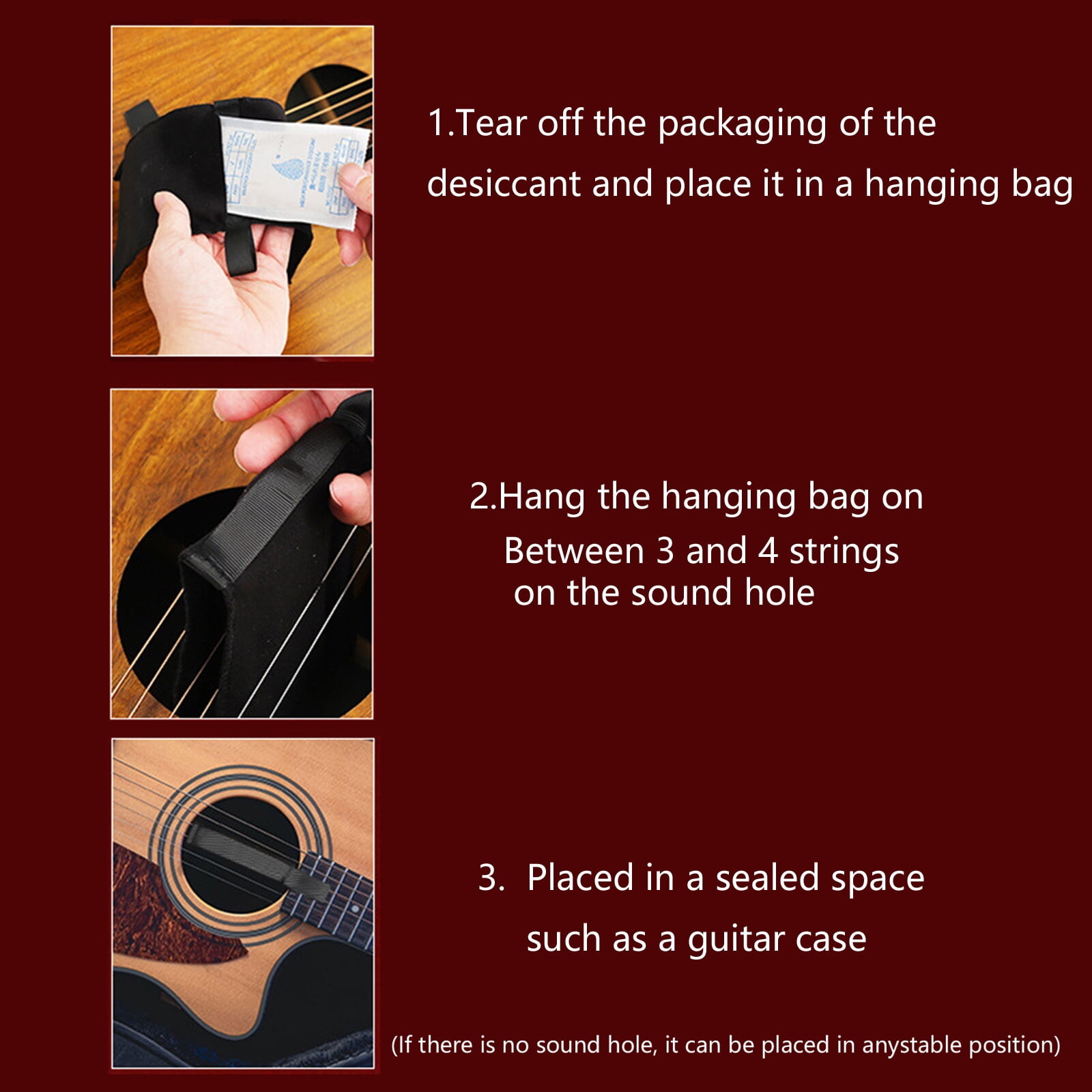 Guitar Desiccant Bag Soundhole Dehumidifiers Humidity Pack Compact ...