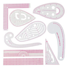 Fashion Clear Metric Sewing Ruler Set, French Curve Pattern Ruler Kit for Beginners Tailors Designers (A-9-Piece Set)