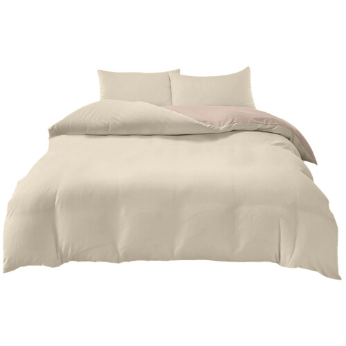 Set di lenzuola per letto singolo, bianco latte e marrone, 4 pezzi 1