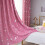 Cortinas infantis térmicas com estampa de lua e estrelas rosa (2 painéis, 193 cm), compatíveis com decoração de quarto e casa. 5
