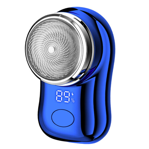 Electric Mini Beard Trimmer Smart Digital Display Small Detachable Washable Head blue 1