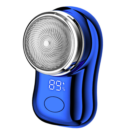 Electric Mini Beard Trimmer Smart Digital Display Small Detachable Washable Head blue 2