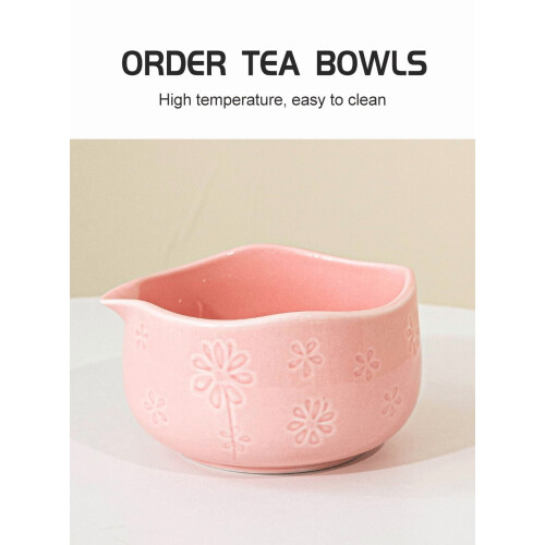 Sakura präglad porslinsmatchaskål 13 cm rosa 1