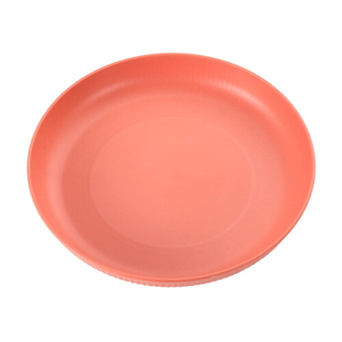 Round Plastic Plates 9 Inch Lightweight Dinner Plates Stackable Shockproof Pink Fruit Plates 1