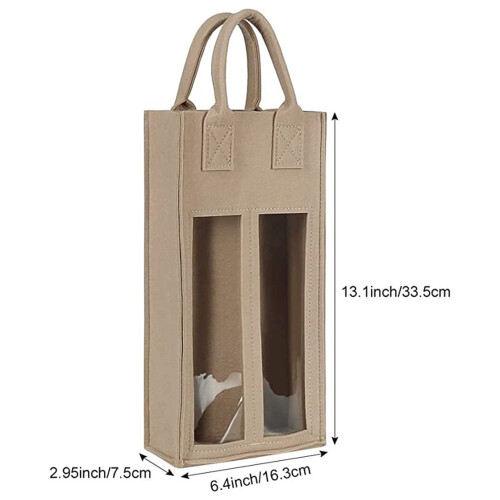 Sac à vin en feutre rouge – Lot de 2 1