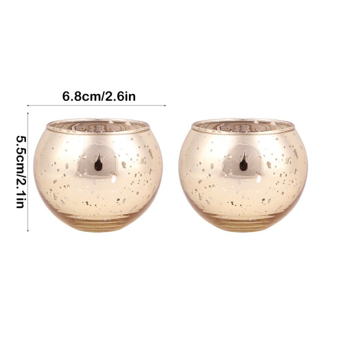 2pcs Blue Mercury Glass Votive Candle Holders 2