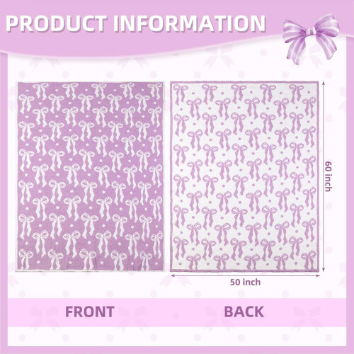 Purple Bow Microfiber Throw Blanket 50x60 inches 1