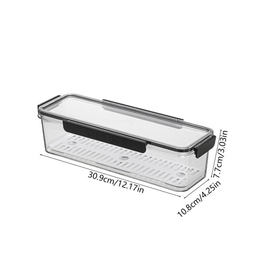 Celery Keeper for Refrigerator, Clear Tray Kitchen Storage Organizer With Lid And Drainer for Kitchen 2