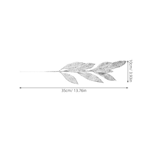 12Pcs Silver Glittery Artificial Leaf Stems for Christmas Tree Branch Decoration 1
