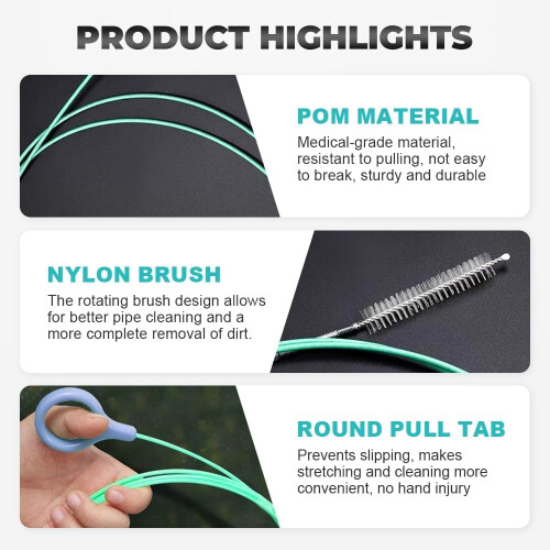 Rengøringsbørste for soltagsafløb, fleksibel, 2 m 2