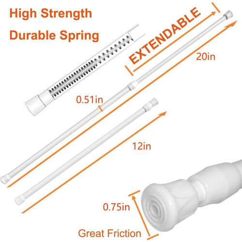 Verstelbare spanstang 12-20 inch wit 1