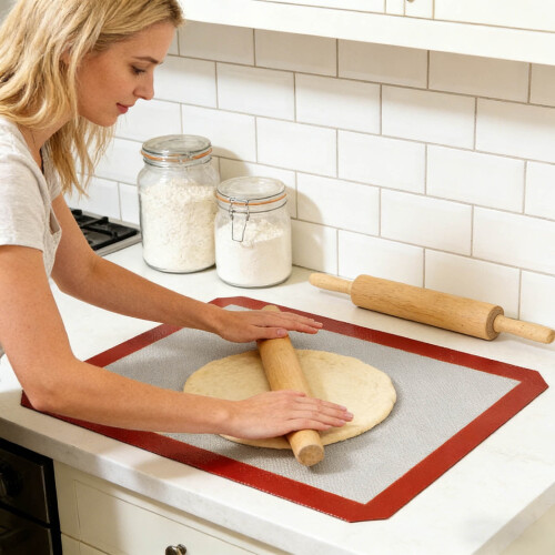 Tapete de silicone para assar 42 x 29,5 cm (16,54 x 11,61 polegadas), antiaderente, durável e uniforme, ideal para assar e preparar alimentos no 2
