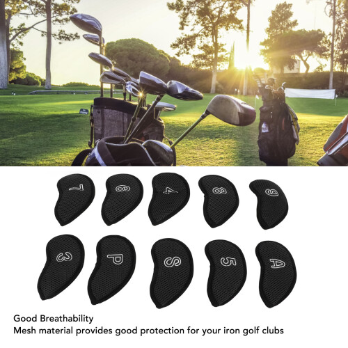 10 Pack Black Golf Iron Head Covers
