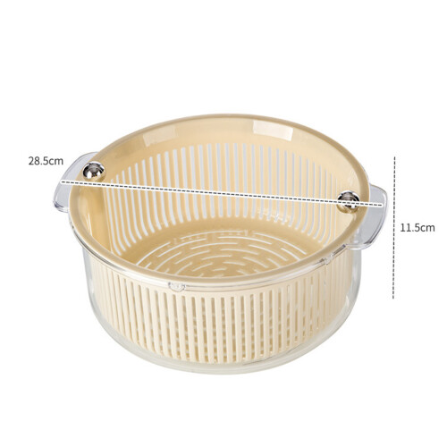 Kitchen Colander Set with Bowl, Rotating Double Layer Drain Basket, White 1