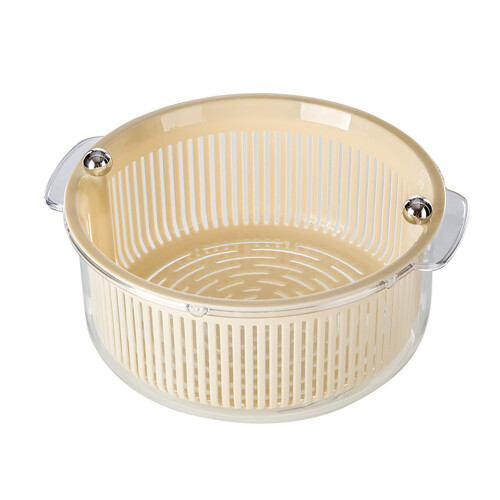 Kitchen Colander Set with Bowl, Rotating Double Layer Drain Basket, White 2