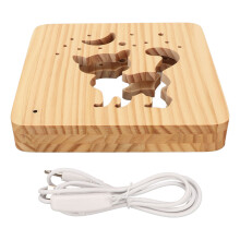 Creative3D Träsnideri Mjukt Och Sött Varmt Ljus USB-Power Heminredningslampa Ihålig Snidad Stil Rumsdekoration Nattlampa Lågspännings LED-lampa