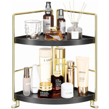 Organisateur d'angle à 2 niveaux pour salle de bain, étagère de rangement pour maquillage, plateau de rangement pour lavabo