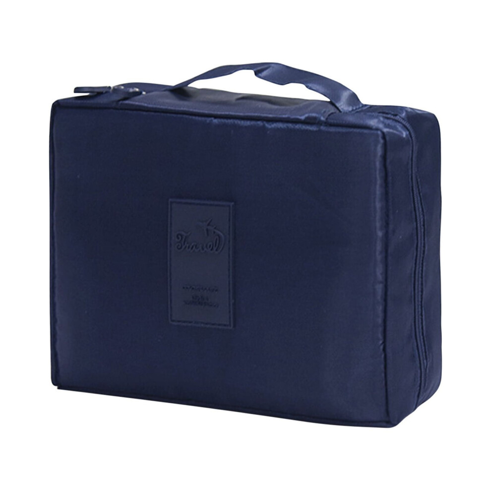 Dark/Blue Portable Bag, Large Capacity Cosmetic Organizer, Multi Compartment Design, For Travel Toiletries And Daily Cosmetics Storage, By