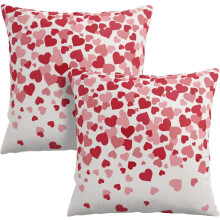 Valentinstag-Kissenbezüge für draußen, 45 x 45 cm, 2er-Set, rot-schwarzes Herz-Landhausdekor – kompatibel mit Standardkissen