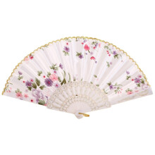Éventail pliant vintage de style chinois, éventail à main en soie et dentelle, idéal pour l'église, les fêtes, les bals et les mariages. Cadeau