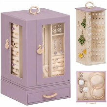 Große Schmuckschatulle für die Kommode: Organizer für Halsketten, Ringe und Ohrringe mit Fächern – Elegante Präsentation, Weihnachtsgeschenk