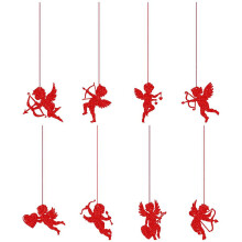 Conjunto de 8 Corações Recortados com Glitter para o Dia dos Namorados – Decorações em Papel Vermelho para Artesanato, Sala de Aula, Casa,