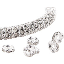 PH1000 Stück 6 mm Strass-Abstandshalter, silberplattiert, Rondell-Abstandshalter, Wellen-Abstandshalter für die Schmuckherstellung, Silber