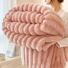 Super Soft Faux Fur Ribbed Fleece Throw Blanket, Cosy Warm Winter Thick Fleece Blanket for Sofa Bed Couch, Chunky Ribbed Cord Throw Blankets