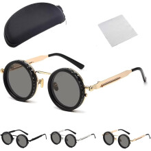 Adjustable Outdoor Travel Polarized Sunglasses, 1-9 Gear Manual Dimming UV400 Round Sunglasses for Driving Fishing Travel