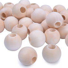 50 stuks houten kralen, natuurlijke ronde houten losse kralen, houten afstandhouders 25 mm x diameter 3/8" gat
