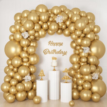 Kit d'arche de ballons dorés métallisés (157 pièces), tailles variées, idéal pour anniversaires, mariages, fêtes prénatales, révélations de