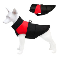 Colete acolchoado de lã polar para cães com argolas duplas em D, casaco quente e resistente à água – Vermelho, tamanho G (4-5,5 kg)