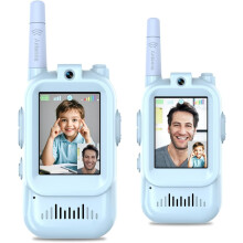 Walkie-talkies com vídeo, pacote com 2 unidades, recarregáveis, longo alcance, ideais para jogos em família, atividades ao ar livre, camping e