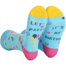 Lustige Damensocken mit Osterhasen- und Hundemotiv, blau, Einheitsgröße