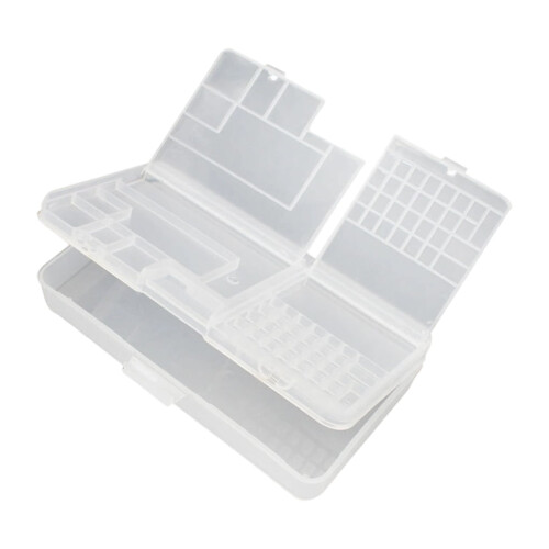 Clear Plastic Toolbox Storage Case Double Layer Storage Tray Visible Compartments Lightweight Repair Kit Carriers 2