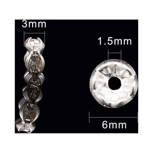 PH1000pcs 6 χιλιοστά χάντρες διαχωριστικού Rhinestone με επιμετάλλωση Sliver, κυματιστές 1