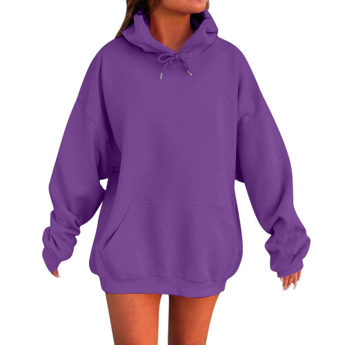 Γυναικείο oversized βαμβακερό φούτερ με κουκούλα και πουλόβερ, απαλό, ζεστό,