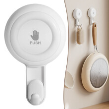 Vacuum Rotary Suction Cup Hook D, Vacuum Suction Cup Hook No Drill Rotating Single Hook Wall Hanger for Kitchen/Bathroom Removable Damage Free Holder