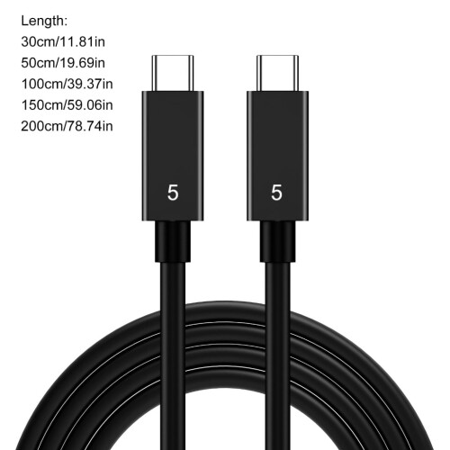 Καλώδιο USB C σε USB C για Thunderbolt5, γρήγορη μεταφορά δεδομένων 80Gbps, παροχή ρεύματος PD240W, 2