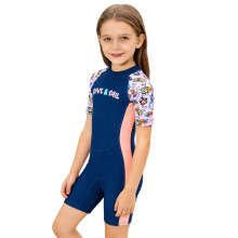 Meisjeszwempak, zwempak met lange mouwen UPF50 zonbescherming, zwemkleding voor strand, zwembad, surfen en zwemmen, kinderzwempak, marineblauw, 8-10