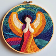 DIY Punch Needle Kit: Abstract Praying Angel, Easy for Beginners, Includes Printed Pattern & Hoop (20x20cm), Home Decor – Compatible with Standard