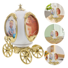 Vintage Style Rotating Music Box Photo Frame with Soothing Classical Tunes for Bedroom or Office Decor