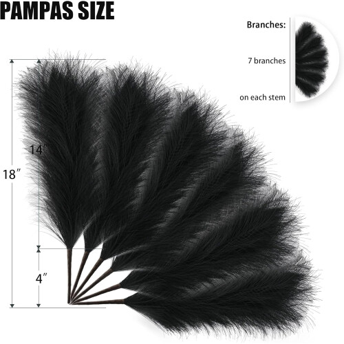6 τεμάχια σύνθεση από ψεύτικο γρασίδι Pampas - 18"/45cm τεχνητά αφράτα, φουσκωτά στελέχη 1