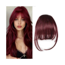 Flequillo recto sintético de fibra resistente al calor, color marrón, para mujer, con clip, 6 pulgadas.