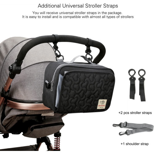 Mála diaper leanbh YANTONG stroller tote bláth dubh 1