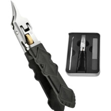 Black Anti-Slip Grip Nail Clipper Set with Ultra-compatible Sharp Tips for Precise Nail Groove Access – Professional Manicure Tool
