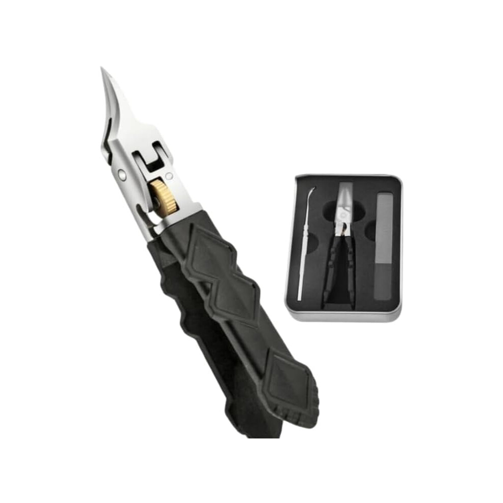Black Anti-Slip Grip Nail Clipper Set with Ultra-compatible Sharp Tips for Precise Nail Groove Access â Professional Manicure Tool