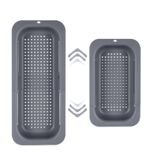 Passoire extensible pour évier, gris foncé, 34,5 à 48 cm (13,6 à 18,9 po) de longueur