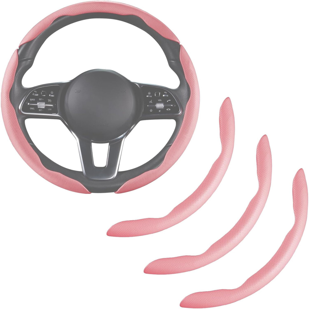 Nappa Leather Steering Wheel Cover For Men Women, Ultra-Thin Non-Slip Breathable Microfibre, Universal For 14.5"-15" Steering Wheel - 9555307514633
