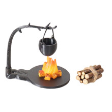 5 Pieces Miniature Camping Kit Dollhouse Campfire Model Durable PLA Wood for Pretend Play Outdoor Toddler Scenes